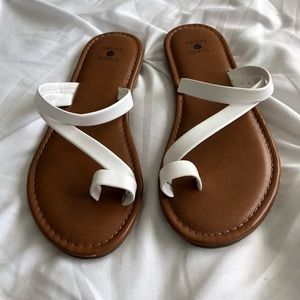 White and tan sandals